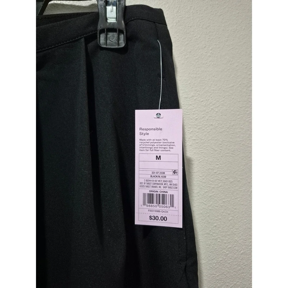 Wild Fable Black Wide Leg Pleated Trousers High Rise Pants Size‎ Medium NEW